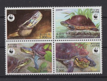 SE Asian Box Turtle mnh block of 4 stamps 2004 Laos
