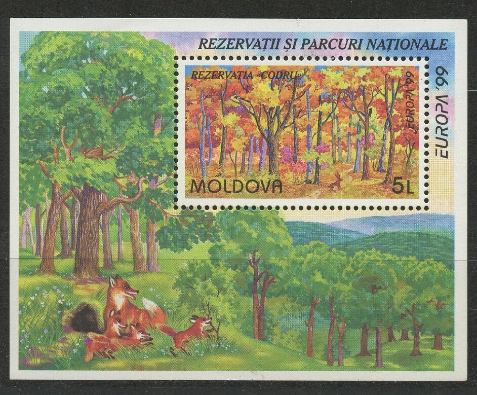 Fox Rabbit National Park Codru Nature Reserve mnh Souv. Sheet 1999 Moldova #303