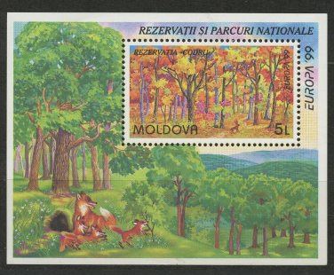 Fox Rabbit National Park Codru Nature Reserve mnh Souv. Sheet 1999 Moldova #303