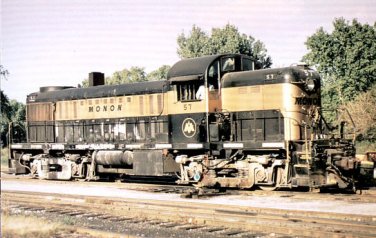 Monon ALCO RS2 switcher, railroad postcard train a47