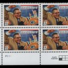 Vince Lombardi Packers Coach 1997 USA #3147 Matched Set of 4 Plate Blocks + 4 more stamps