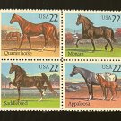 Horses Se-tenant Block of  Stamps 1985 USA #2155-8