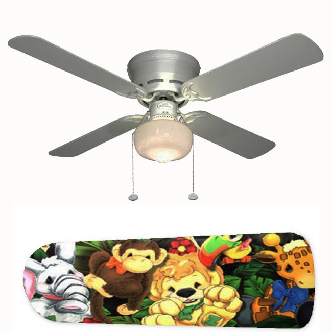 Zootles Zoo Animals Nursery Ceiling Fan w/Light Kit or Blades Only