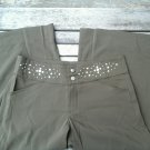 Brown Rhinestone Capris Pants