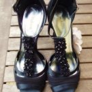 Ruffled Black Heels