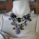 Black Gray Gemstone Necklace