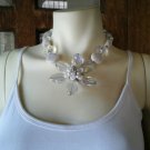 White Flower Stone Statement Necklace