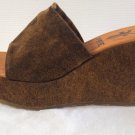 NWOB Frye Sz 6  Stretch Denim Tobacco/ Brown Wedge Sandals
