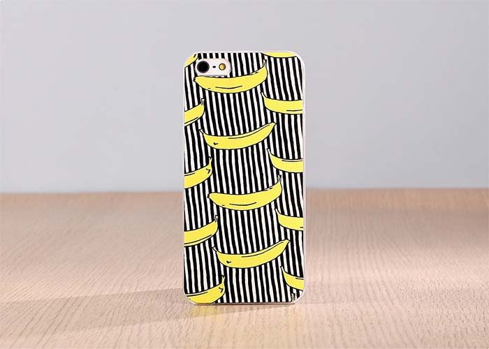 Hard Case Banana Fruit with Stripe Background - Apple iPhone 4 4S 5 5S 6 6 Plus