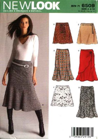 New Look Sewing Pattern 6509 Misses Size 8-18 Gored A-Line Skirts
