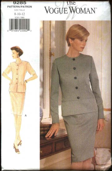 Vogue Sewing Pattern 9285 Misses Size 8-12 Easy Top Skirt Jacket Suit ...