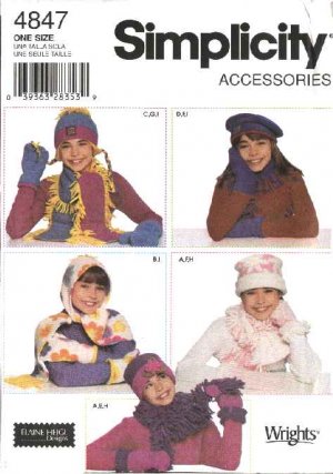 FLEECE SHAWL HATS AND MITTENS PATTERN - Jacket Patterns - Patterns