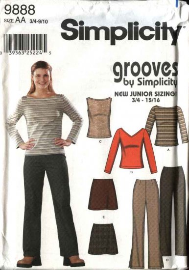 Simplicity Sewing Pattern 9888 Junior Size 11/12-15/16 Fitted Pants ...