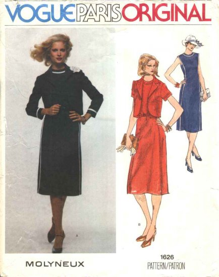 Vogue Sewing Pattern 1626 Misses Size 10 Molyneux Paris Original Dress ...