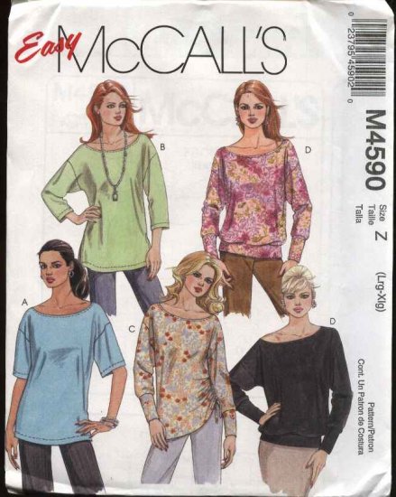 McCall's Sewing Pattern 4590 Misses Size 16-22 Easy Pullover Knit ...