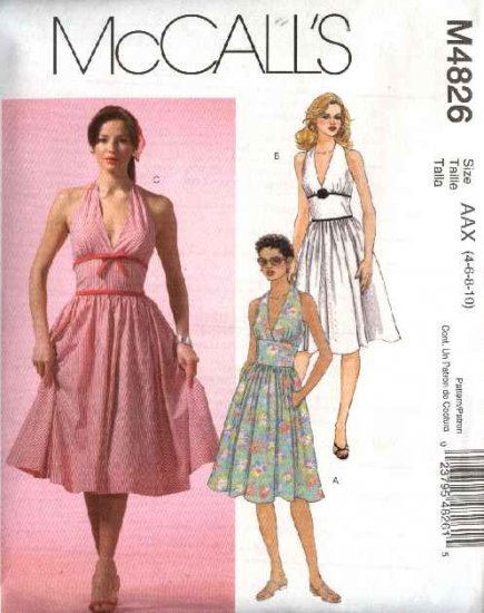 McCall's Sewing Pattern 4826 Misses Size 4-10 Sundress Halter Neckline ...