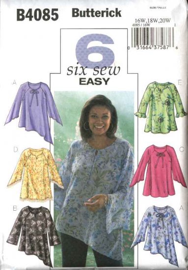 Butterick Sewing Pattern 4085 Womens Plus Size 16W-20W Easy Pullover ...