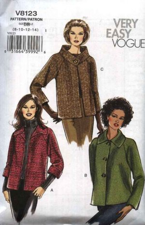Vogue Sewing Pattern 8123 Misses sizes 8-10-12-14 Easy Button Front ...