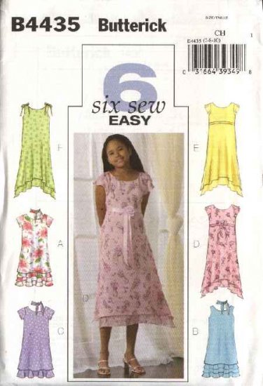 Butterick Sewing Pattern 4435 Girls Size 12 14 16 Easy Lined Spring Summer Dress Scarf