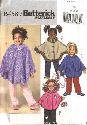 Simplicity Sewing Pattern #4898 Girls Fleece Jumper Poncho Hats