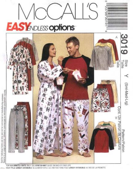 McCall’s Sewing Pattern M3019 3019 Misses Mens Size S-L Wrap Front Robe ...