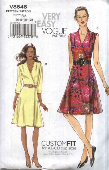 Vogue Sewing Pattern 8646 Misses Size 6-12 Easy Classic Front Wrap ...