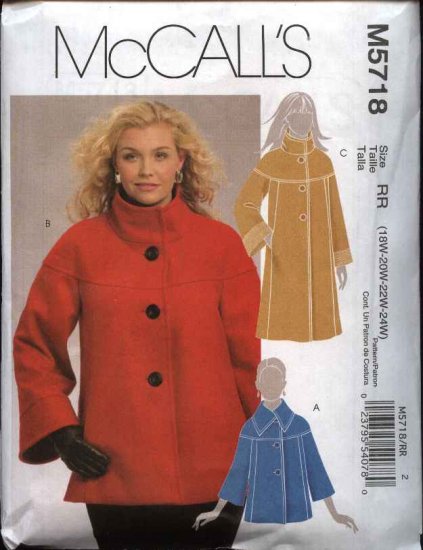 McCalls Sewing Pattern 5718 Misses Size 816 Lined Winter Jackets Coats Bolero sewing pattern dress jacket
