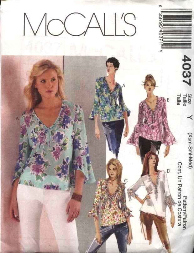 McCall's Sewing Pattern 4037 Misses Size 16-22 Pullover Bias Blouse ...