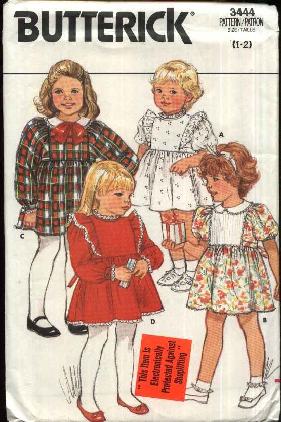 Butterick Sewing Pattern 3444 Toddler Girl Size 12 Classic Gathered