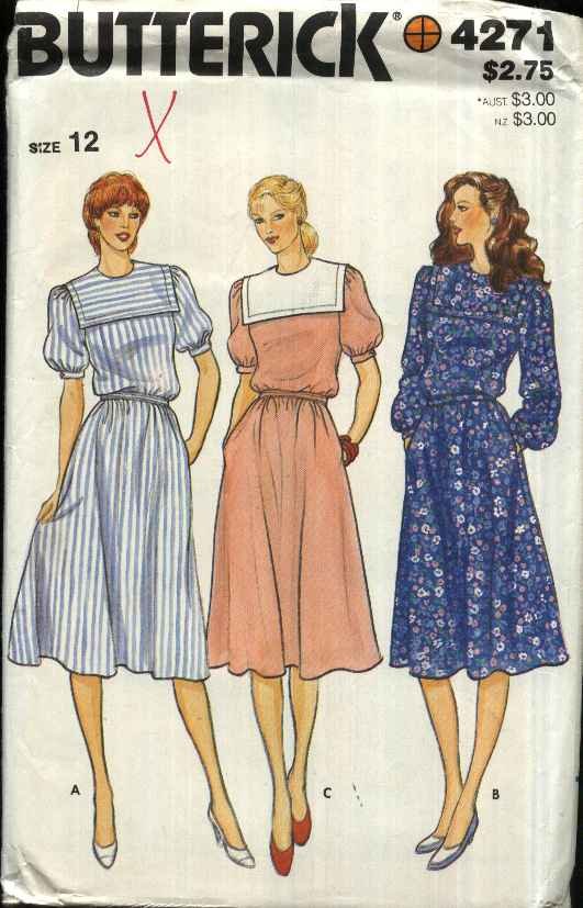 Butterick Sewing Pattern 4271 Misses Size 12 Pullover Sailor Collar ...