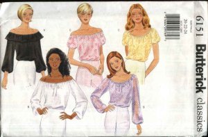 Butterick Sewing Pattern 6151 Misses Size 20-24 Easy Classic Peasant