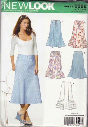 New Look Sewing Pattern 6682 Misses Size 6-16 Gored Skirt Hemline ...