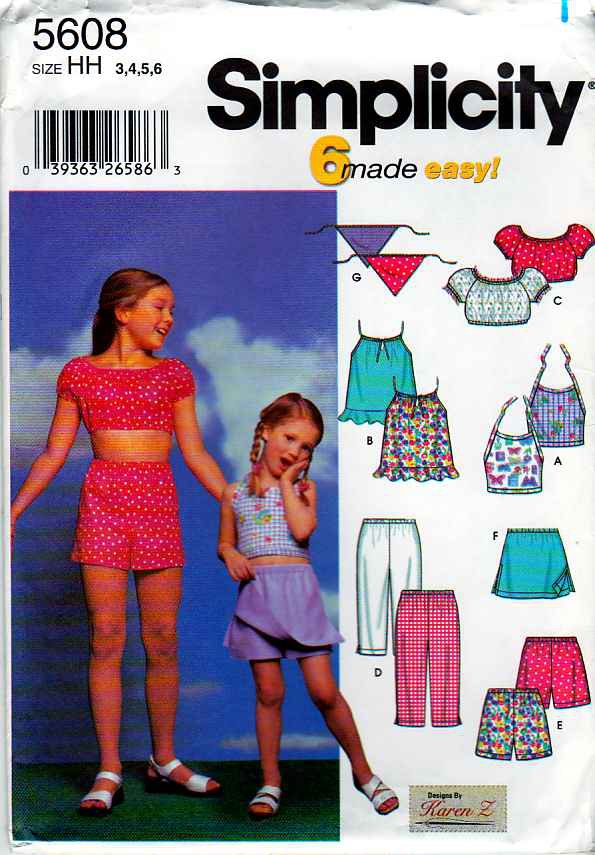 Simplicity Sewing Pattern 5608 5158 9797 Girls Size 7-14 Summer Tops ...