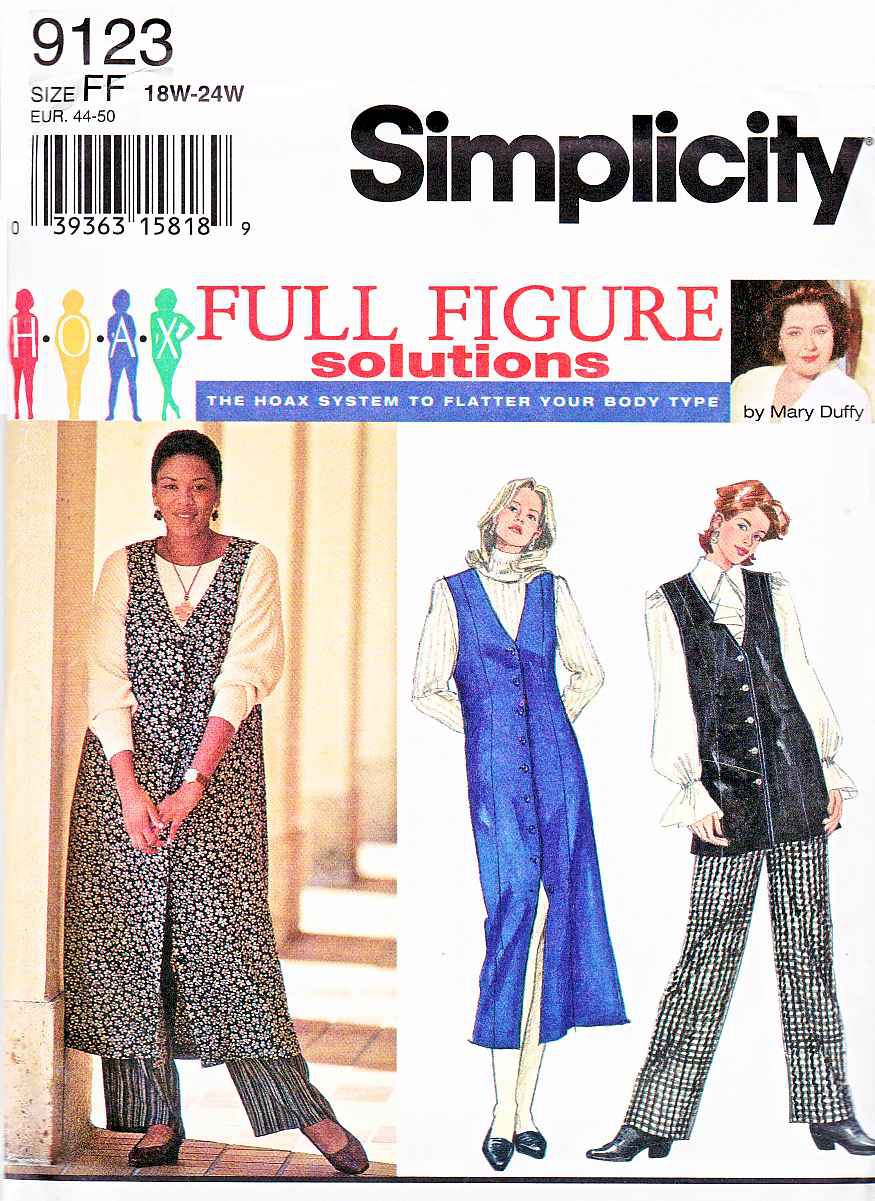 Simplicity Sewing Pattern 9123 Women's Plus Size 18W-24W Button Front ...