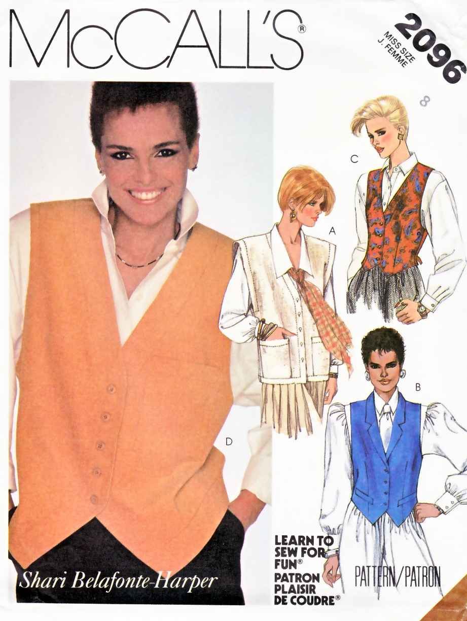 McCall’s Sewing Pattern M2096 2096 Misses’ Size 8 Shari Belafonte ...