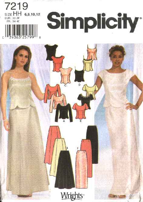 Simplicity Sewing Pattern  7219 Misses Size 6 12 Formal  