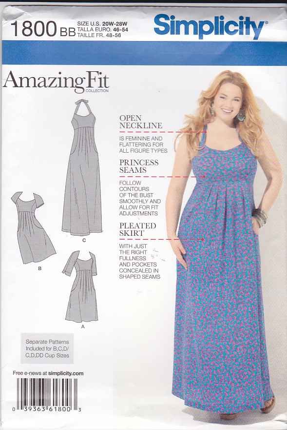Simplicity Sewing Pattern 1800 Womens Plus Size 20W-28W Raised Waist ...