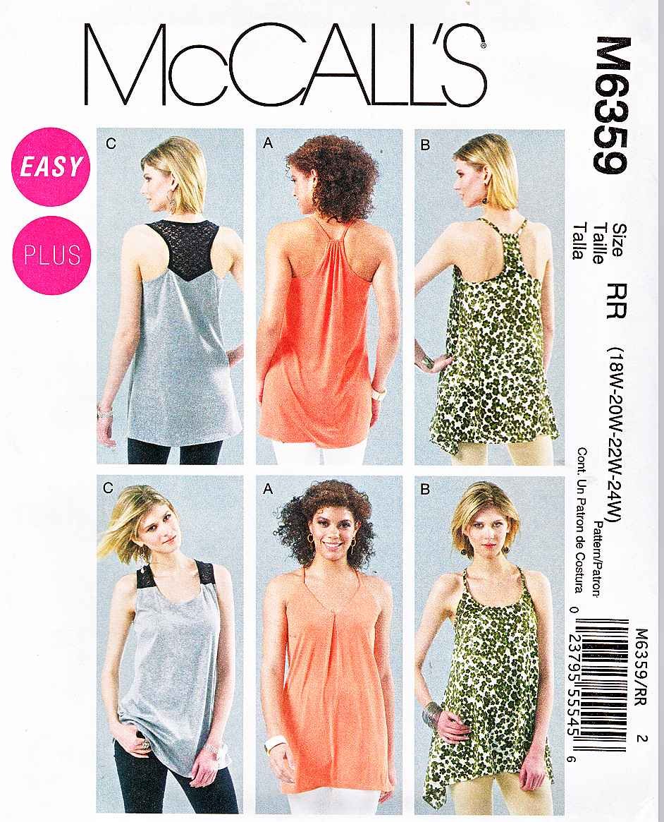 McCalls Sewing Pattern 6359 Women's Plus size 18W-24W Easy Loose ...