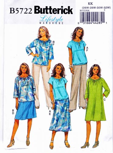 Butterick Sewing Pattern 5722 B5722 Women's Plus Size 26W-32W Wardrobe ...