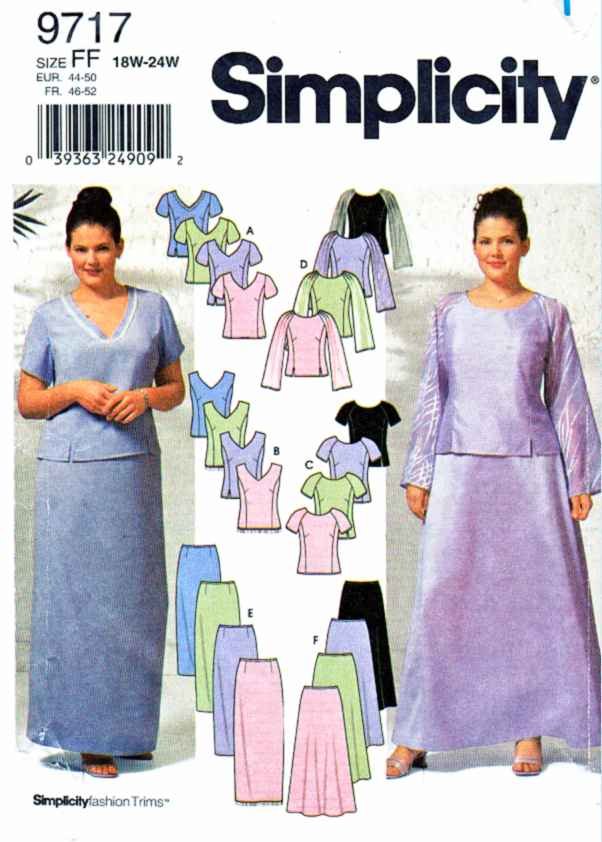 Simplicity Sewing Pattern 9717 Women's Plus Size 18W24W Formal Evening