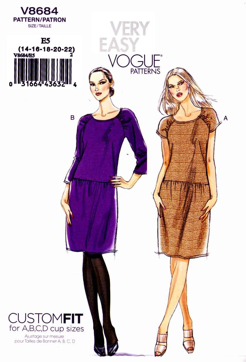 Vogue Sewing Pattern 8684 Misses Sizes 612 Easy CloseFitting Dropped