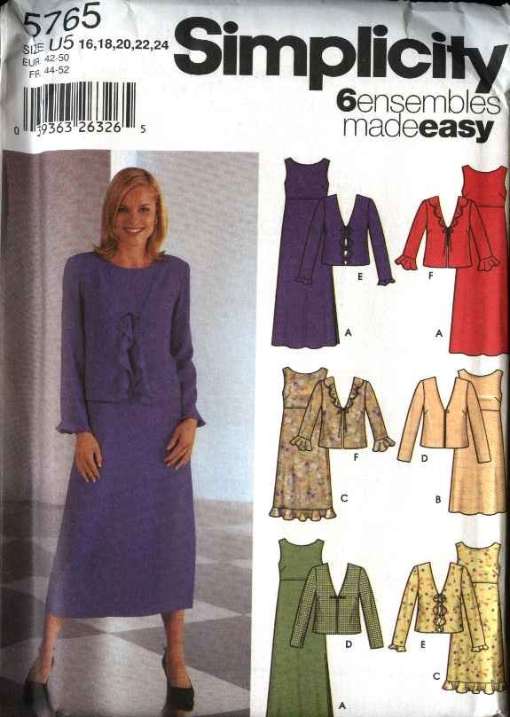 Simplicity Sewing Pattern 5765 Misses Size 16-24 Easy Pullover Empire ...