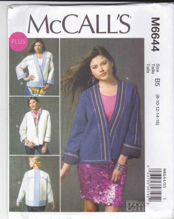 McCalls Sewing Pattern 6644 Womens Plus Sizes 18W24W Reversible