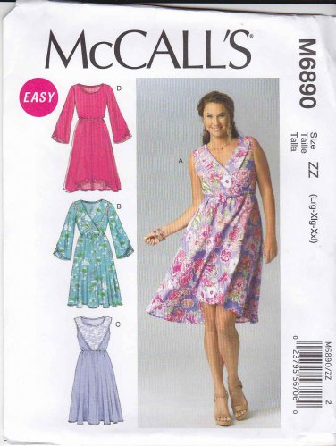 McCalls Sewing Pattern 6890 Misses' Size 16-26 Easy Pullover Dress ...