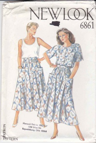 New Look Sewing Pattern 6861 Misses Sizes 8-18 Full Gathered Skirt Tank ...