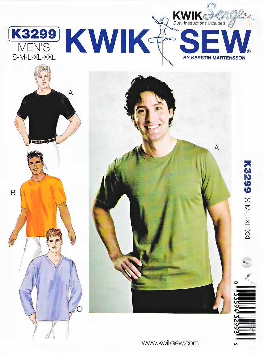 Kwik Sew Sewing Pattern 3299 Men's Sizes SXXL (chest 34" 52") Knit
