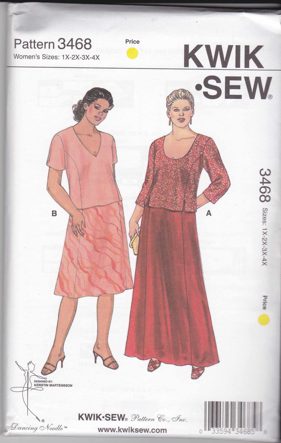 Kwik Sew Sewing Pattern 3468 Women's Plus Size 1X4X (approx 22W32W