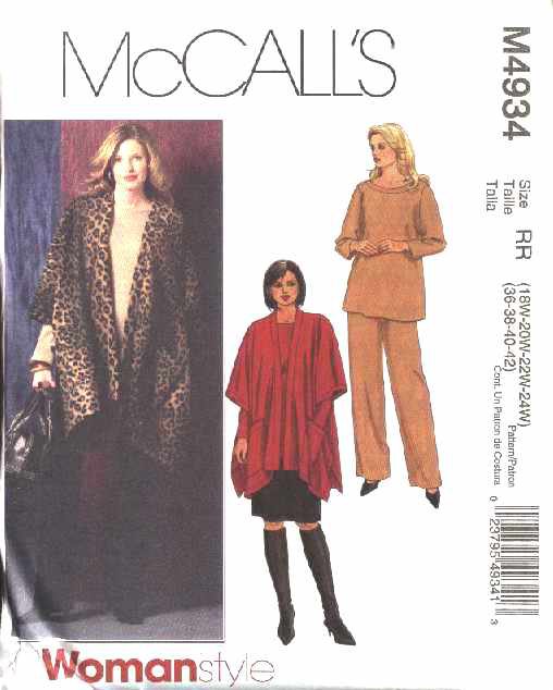 McCall's Sewing Pattern 4934 Womans Plus Size 26W-32W Wardrobe Jacket ...