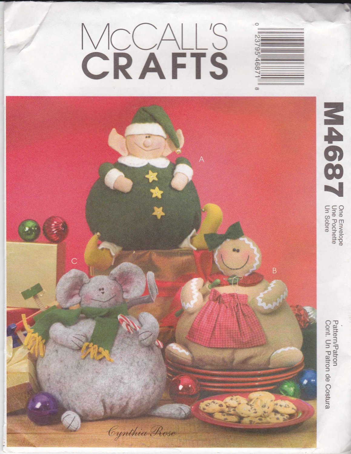 McCalls Sewing Pattern 4687 Crafts Christmas Stuffed Elf Gingerbread ...