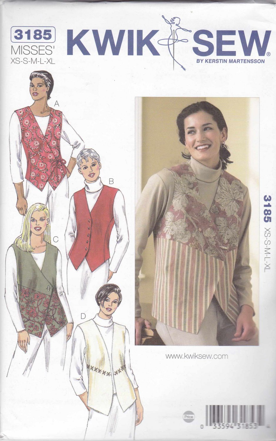 Kwik Sew Sewing Pattern 3185 Misses Sizes XS-XL (approx 6-22) Button ...